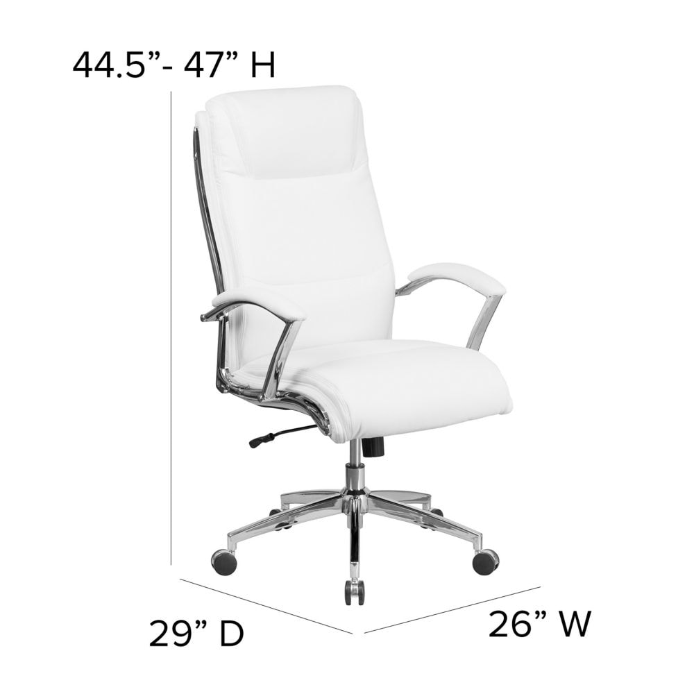 Chaise en cuir blanc à dossier haut