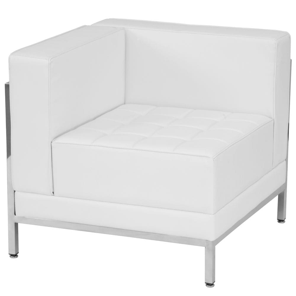 Chaise d'angle en cuir blanc