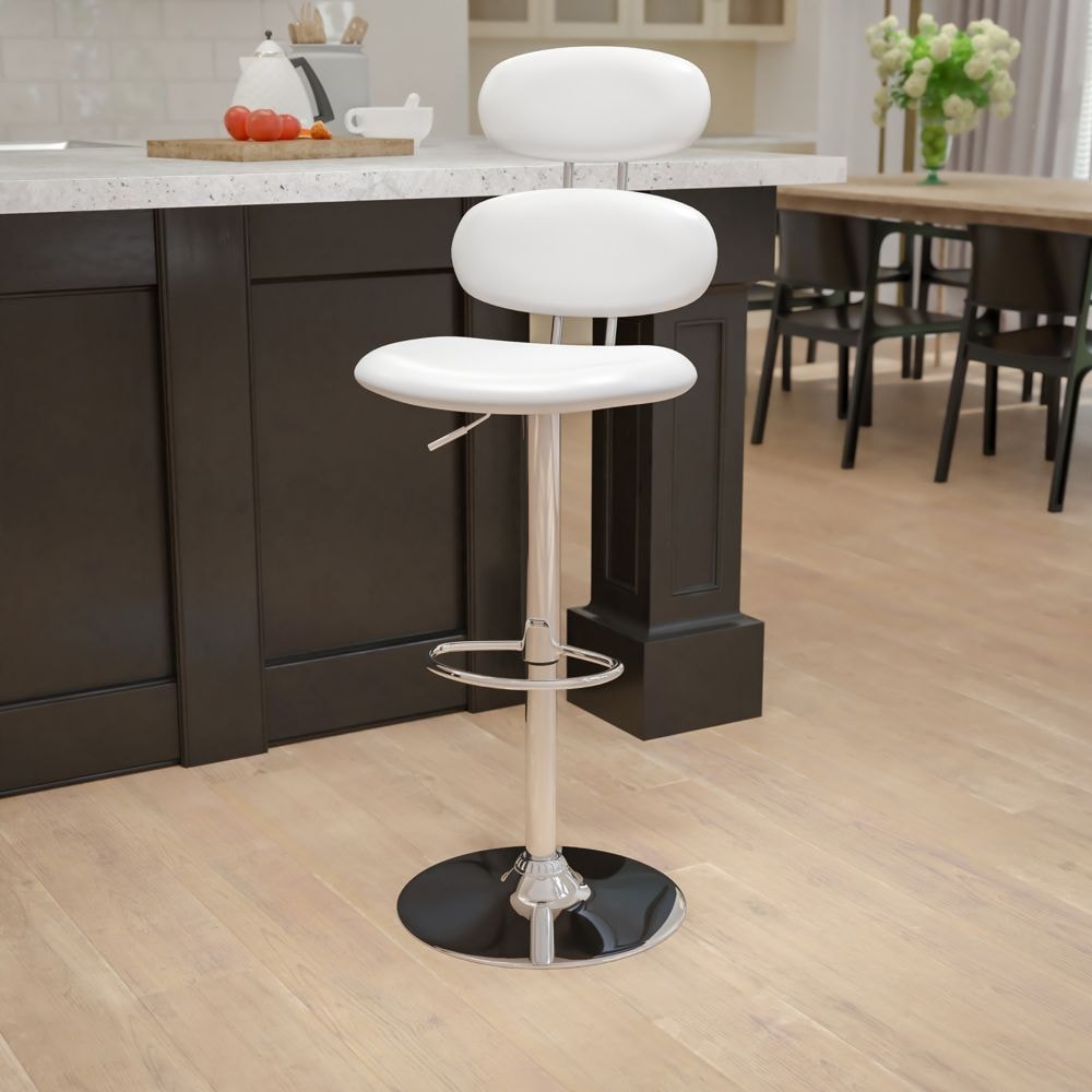 Tabouret de bar en vinyle blanc