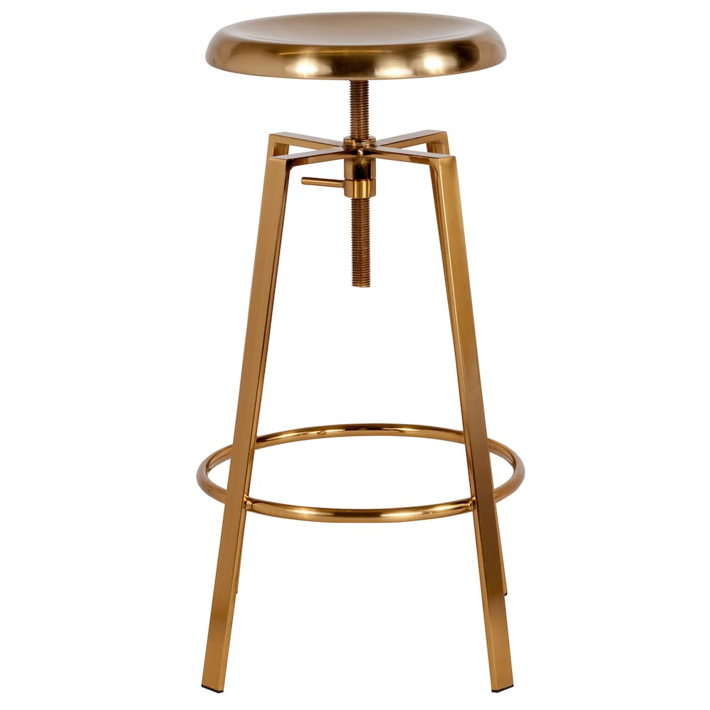 Tabouret de bar de style industriel Toledo avec siège pivotant et réglable en hauteur en finition dorée