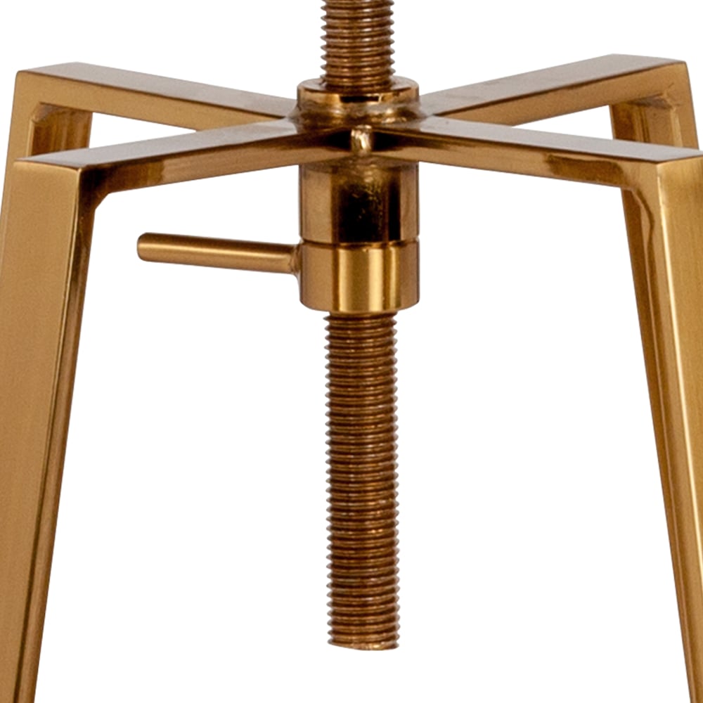 Tabouret de bar de style industriel Toledo avec siège pivotant et réglable en hauteur en finition dorée