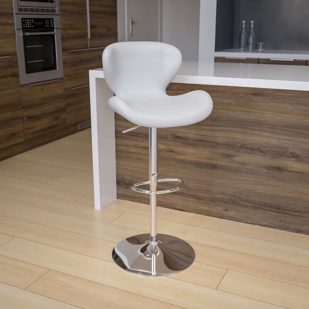 Tabouret de bar en vinyle blanc