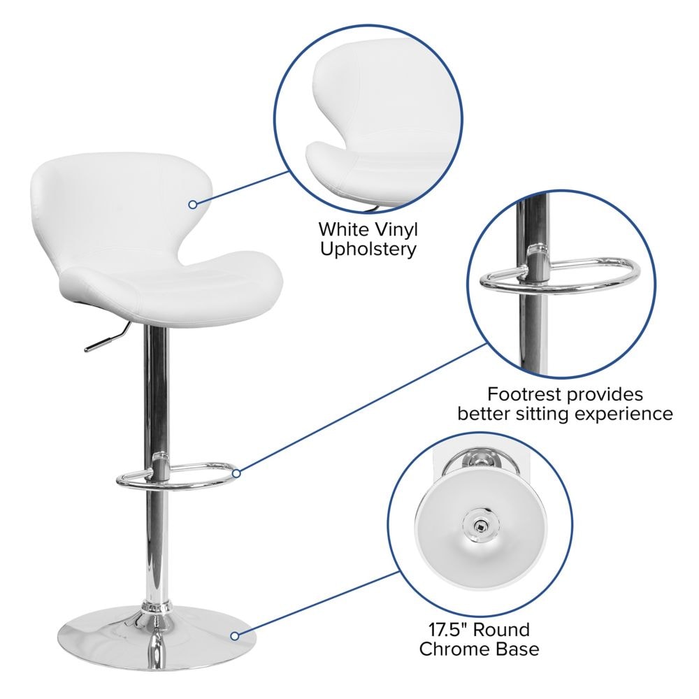 Tabouret de bar en vinyle blanc