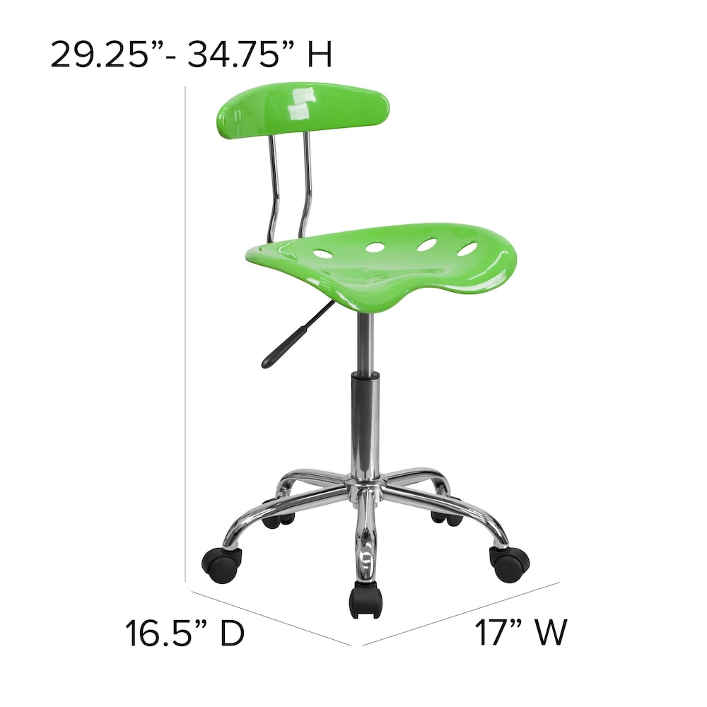 Chaise de travail pivotante verte pomme vibrante et chromée avec siège tracteur
