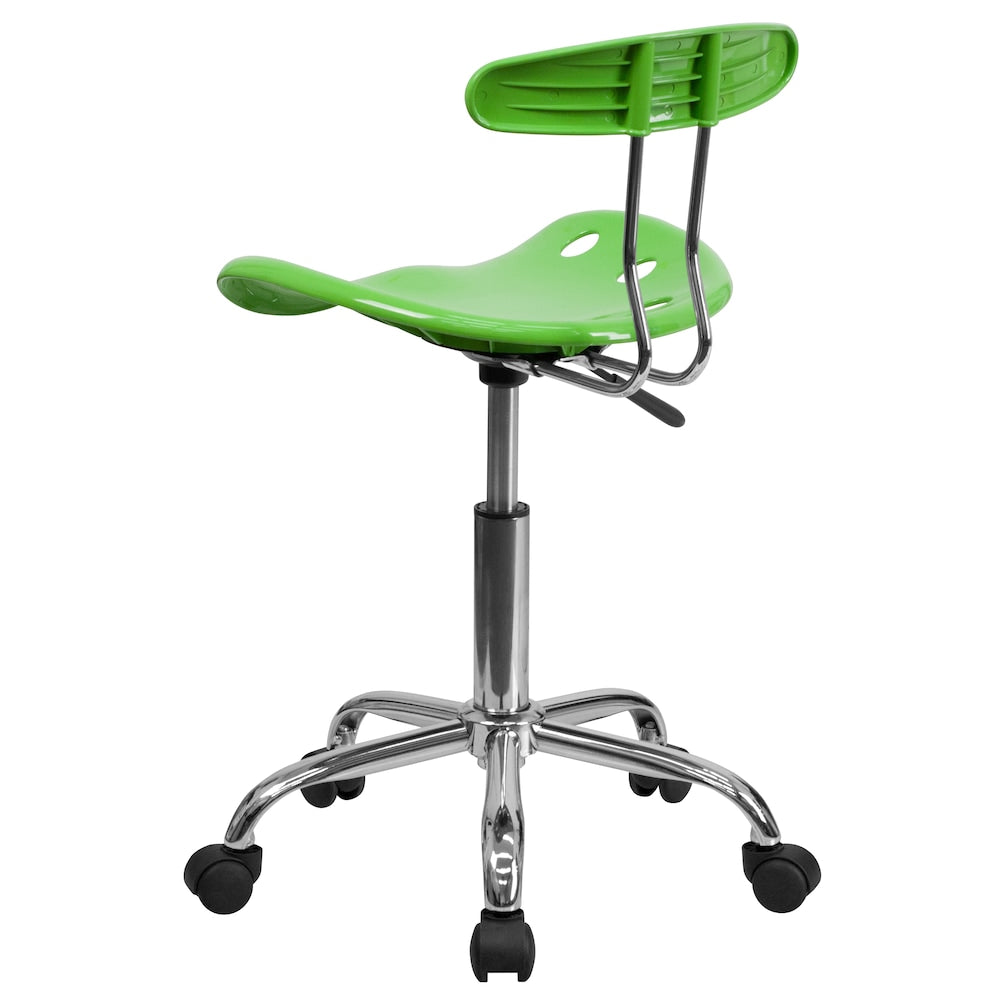Chaise de travail pivotante verte pomme vibrante et chromée avec siège tracteur