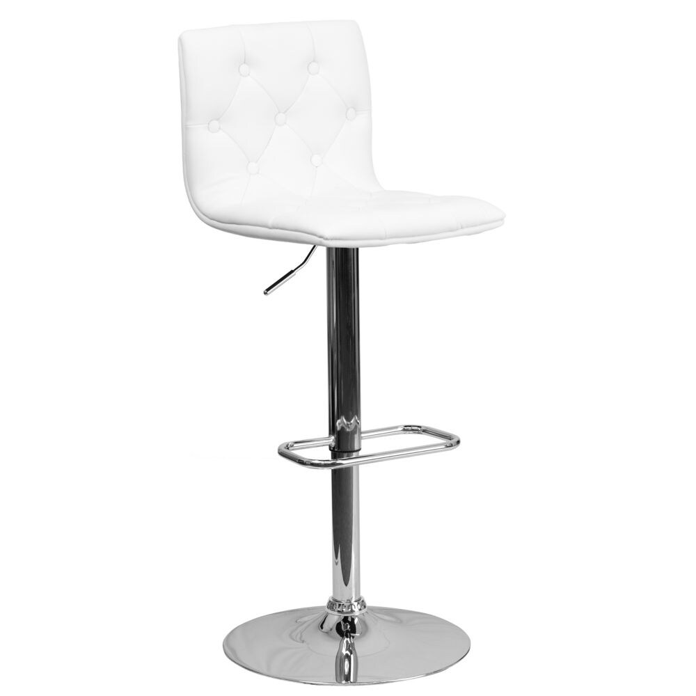Tabouret de bar capitonné en vinyle blanc