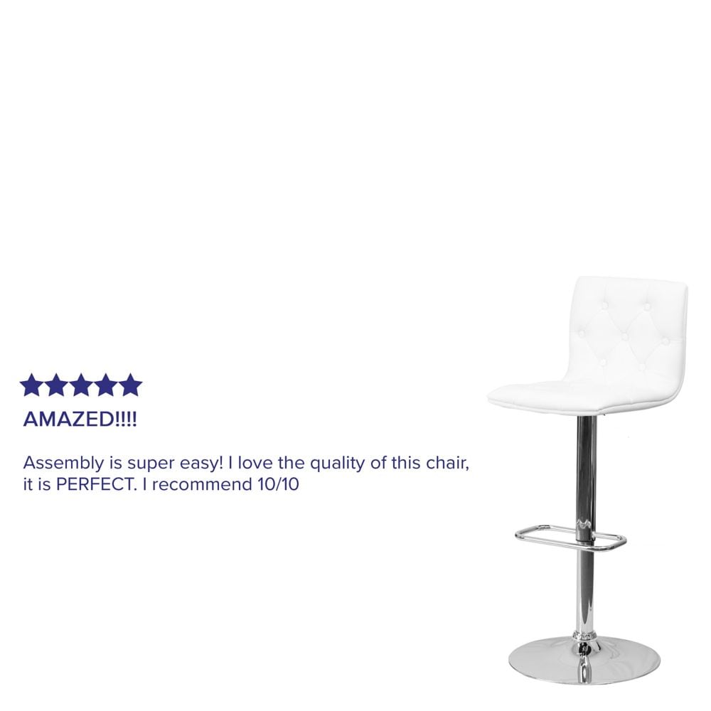 Tabouret de bar capitonné en vinyle blanc