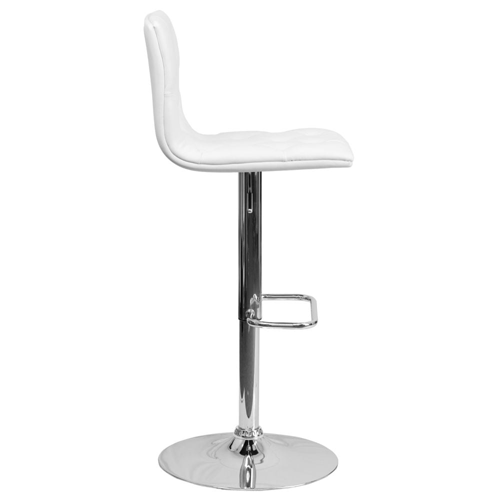 Tabouret de bar capitonné en vinyle blanc