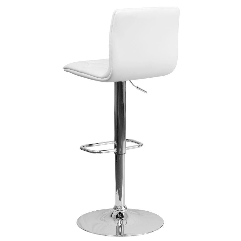 Tabouret de bar capitonné en vinyle blanc