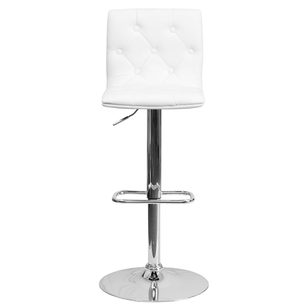 Tabouret de bar capitonné en vinyle blanc