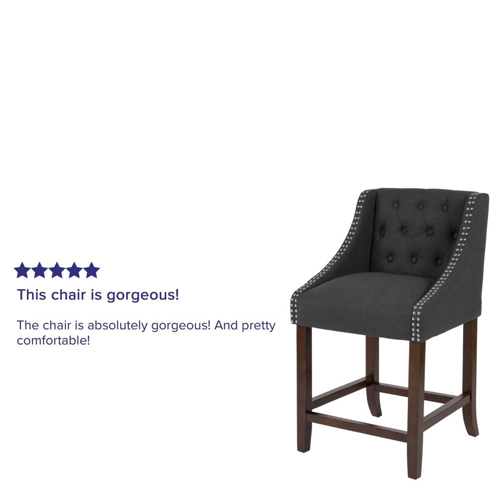 24" Charcoal Fabric/Wood Stool