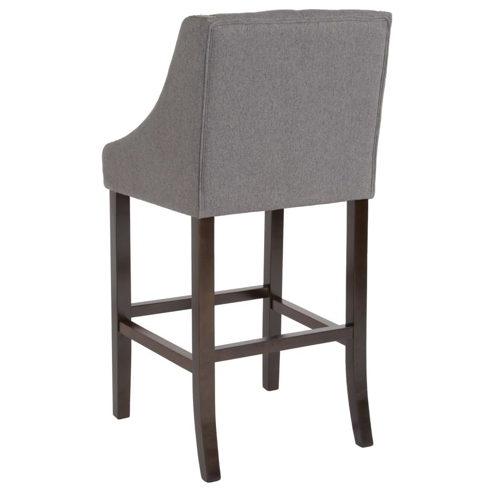 30" Gray Fabric/Wood Stool