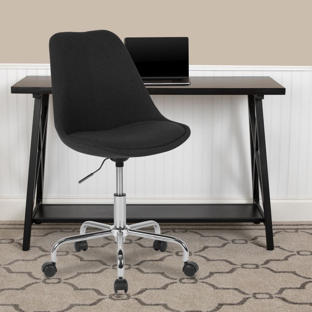 Aurora Series Mid-Back Black Fabric Task Office Chair with Pneumatic Lift and Chrome Base