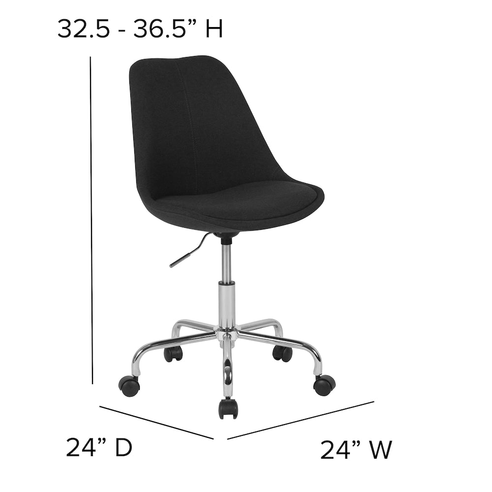 Aurora Series Mid-Back Black Fabric Task Office Chair with Pneumatic Lift and Chrome Base