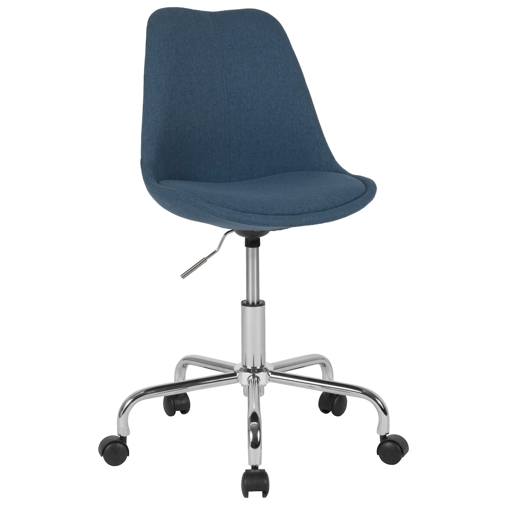 Aurora Series Mid-Back Blue Fabric Task Office Chair with Pneumatic Lift and Chrome Base