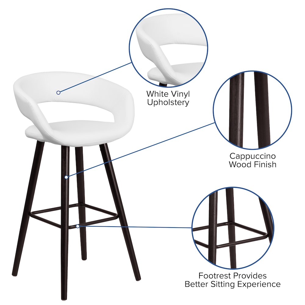 29"H White Vinyl Barstool