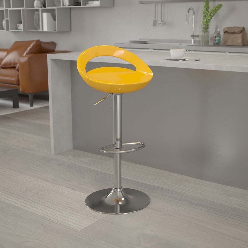 Tabouret de bar en vinyle jaune