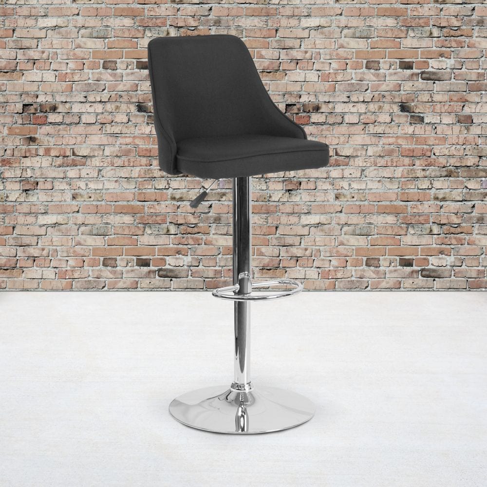 Tabouret de bar contemporain à hauteur réglable Trieste en tissu noir