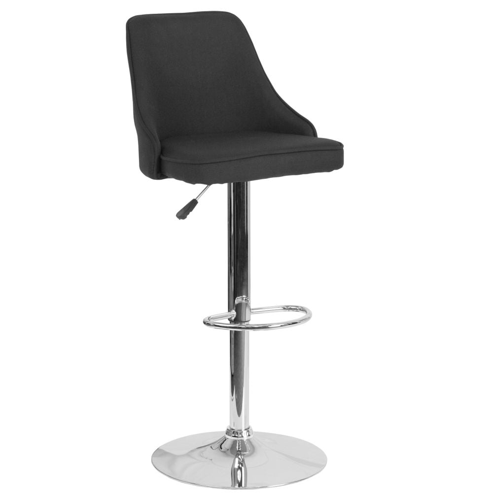Tabouret de bar contemporain à hauteur réglable Trieste en tissu noir