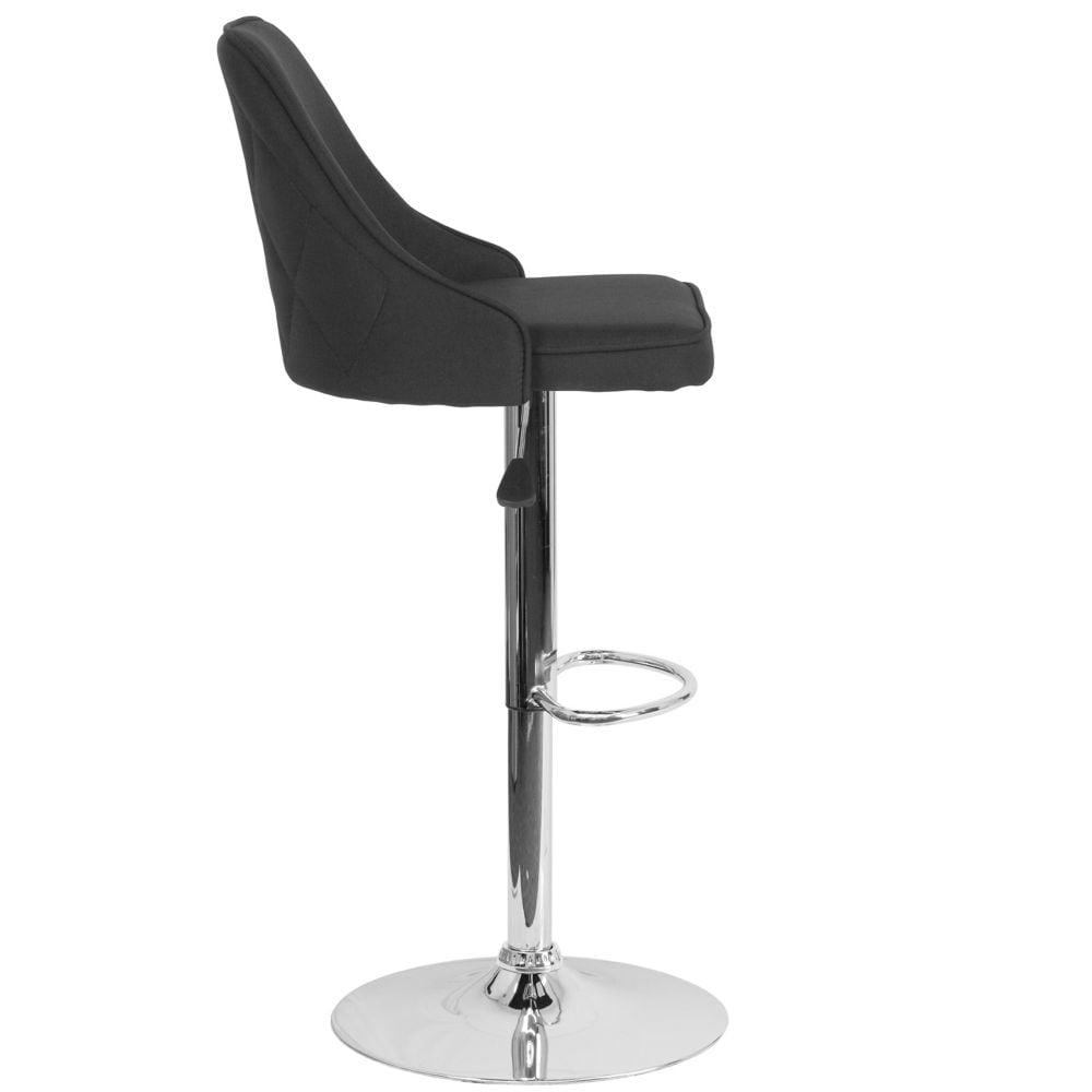 Tabouret de bar contemporain à hauteur réglable Trieste en tissu noir