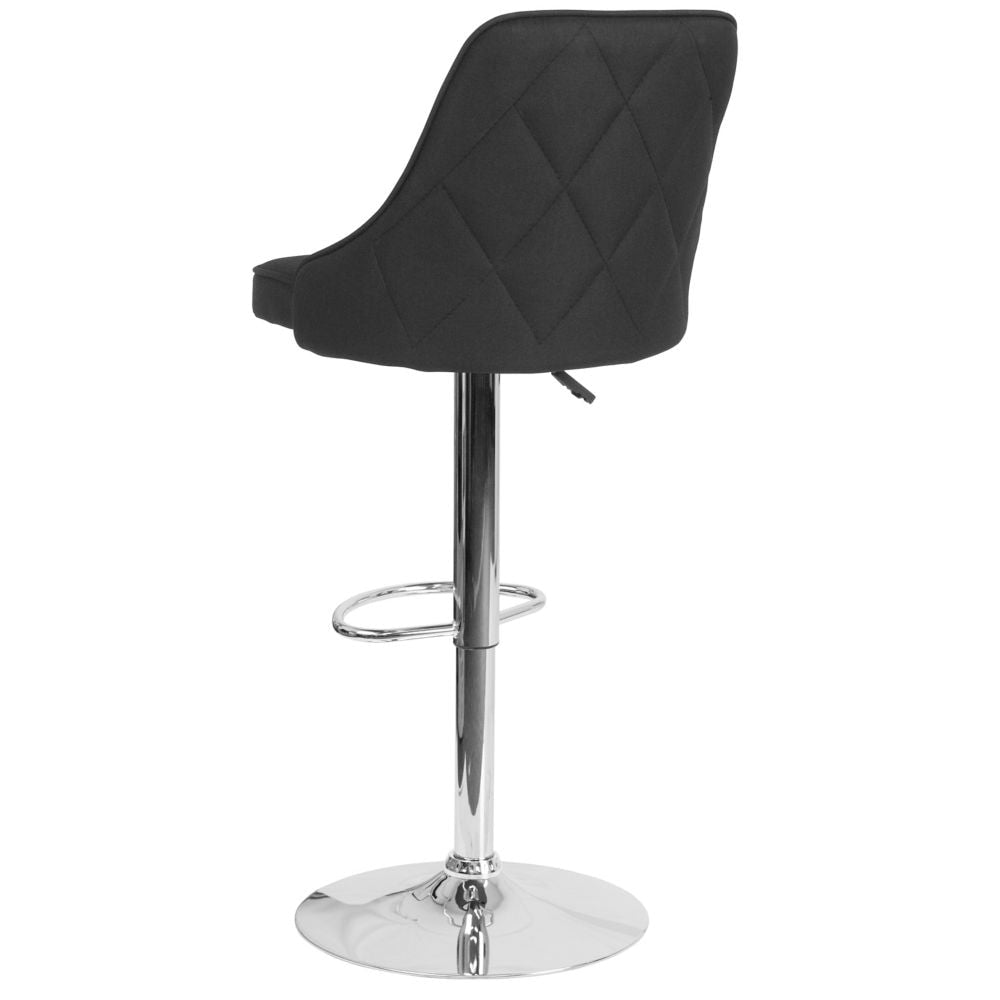 Tabouret de bar contemporain à hauteur réglable Trieste en tissu noir