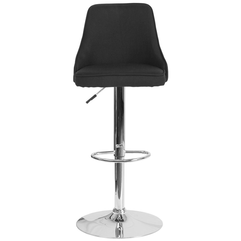 Tabouret de bar contemporain à hauteur réglable Trieste en tissu noir