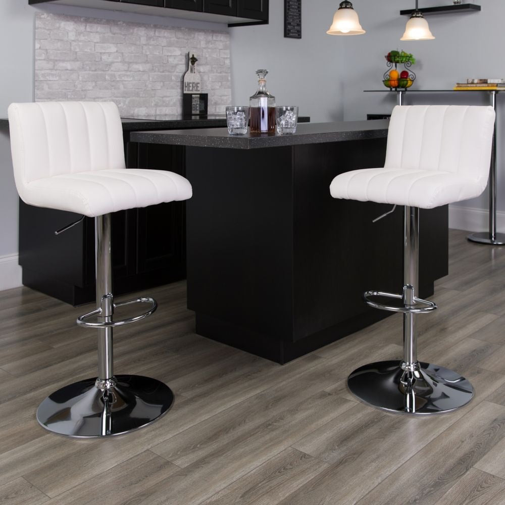 Tabouret de bar en vinyle blanc