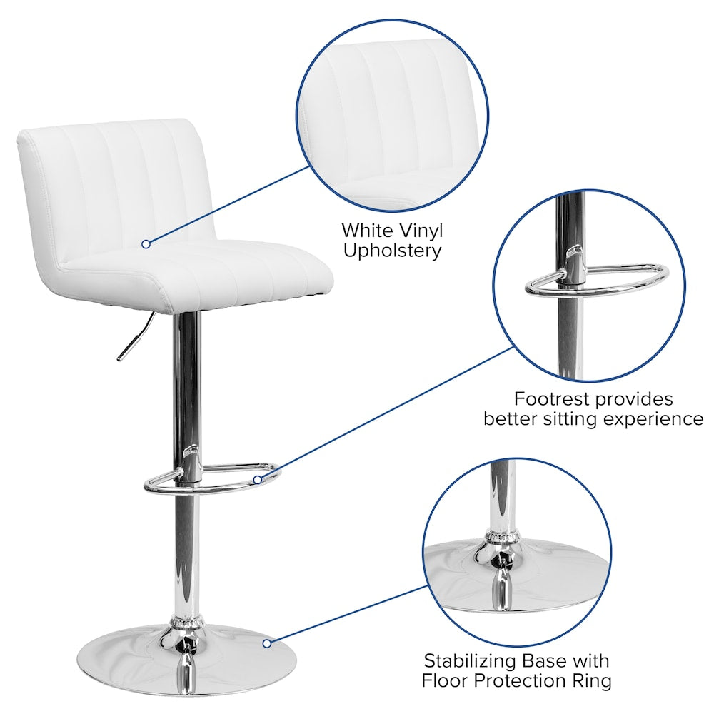Tabouret de bar en vinyle blanc