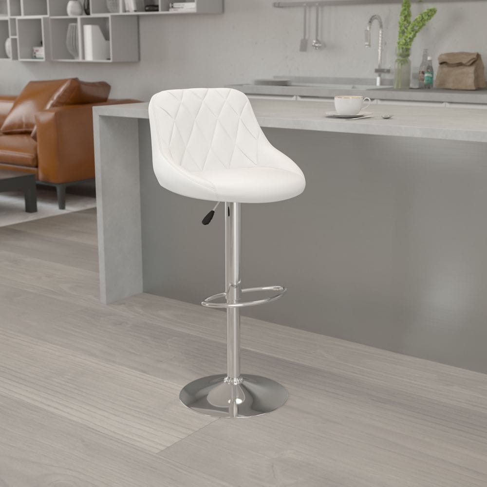 Tabouret de bar en vinyle blanc