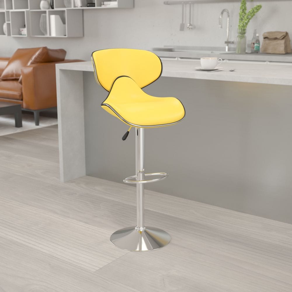 Tabouret de bar en vinyle jaune