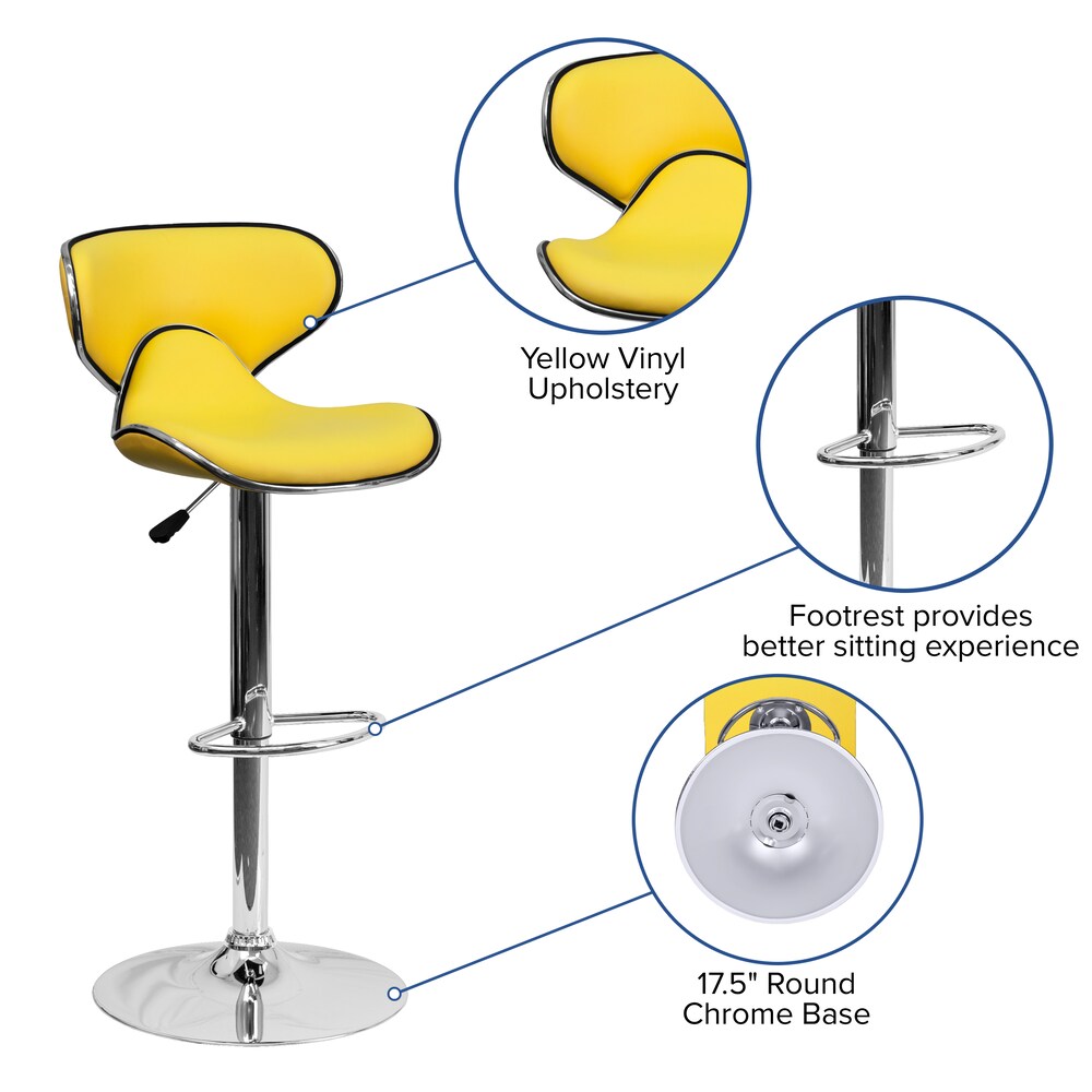 Tabouret de bar en vinyle jaune