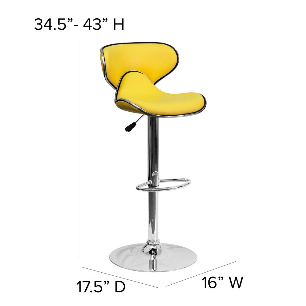 Tabouret de bar en vinyle jaune
