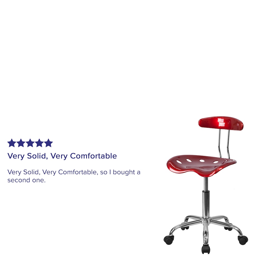 Chaise de travail pivotante rouge vin vibrant et chromée avec siège tracteur
