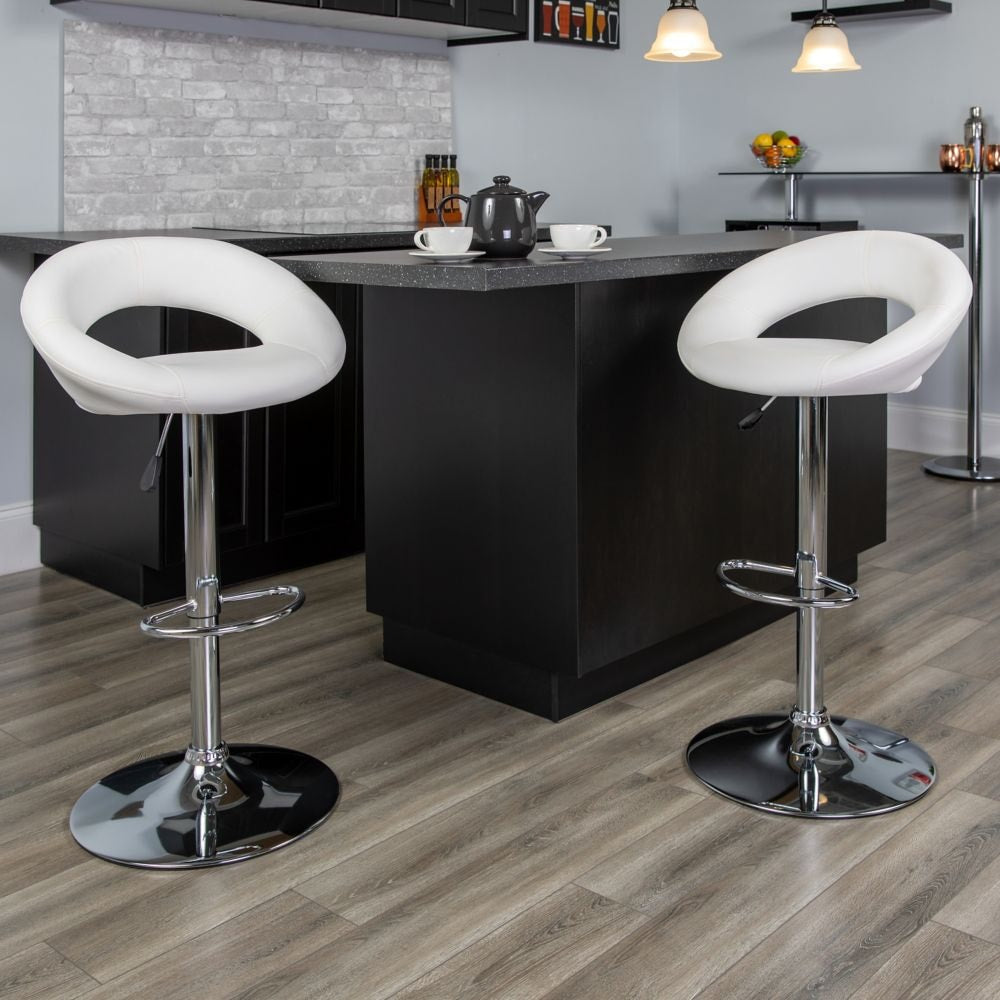 Tabouret de bar en vinyle blanc