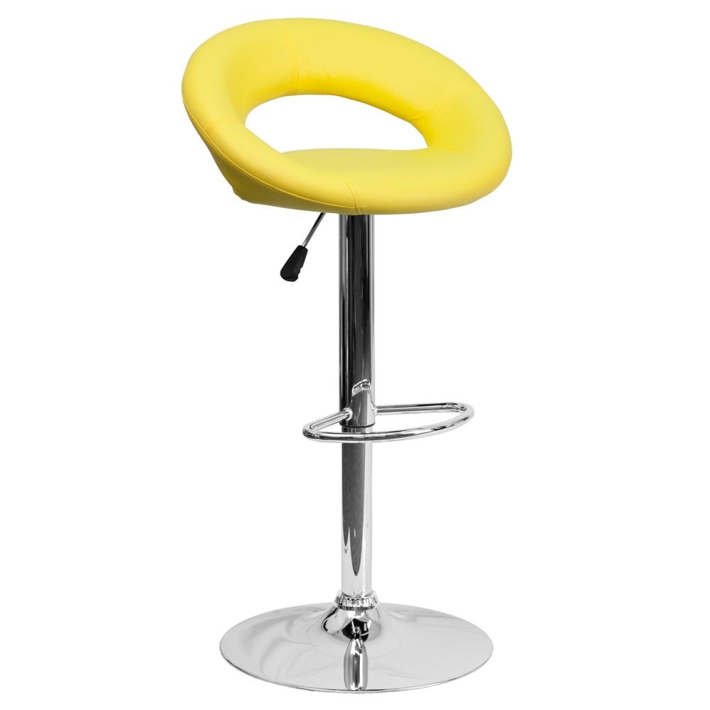 Tabouret de bar en vinyle jaune