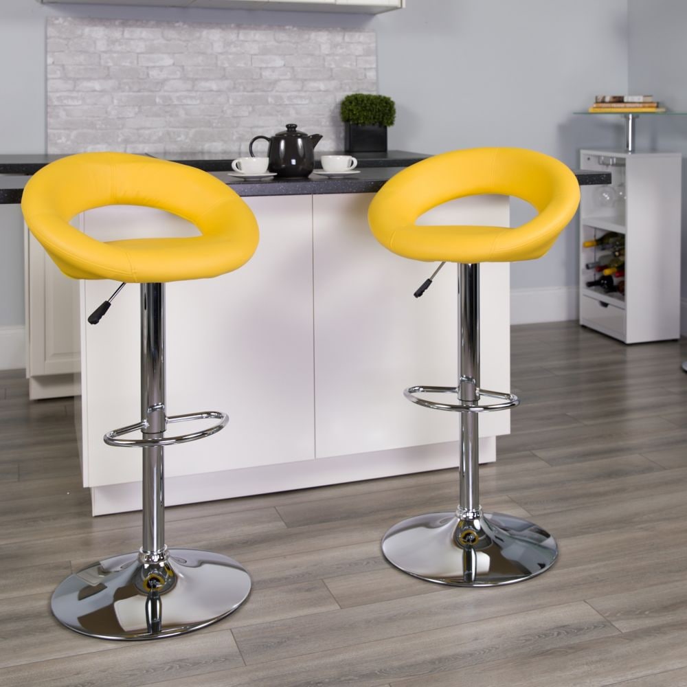 Tabouret de bar en vinyle jaune