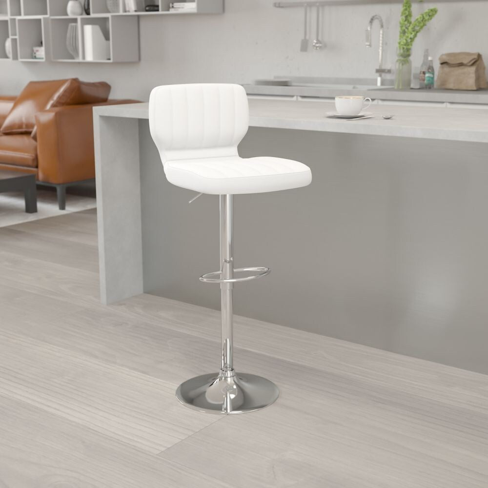 Tabouret de bar en vinyle blanc