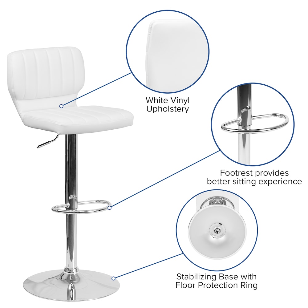 Tabouret de bar en vinyle blanc