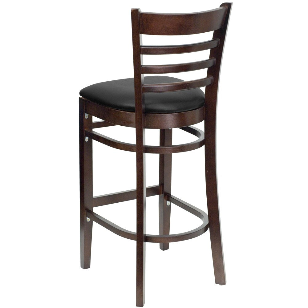 Tabouret en bois de noyer - Vinyle noir
