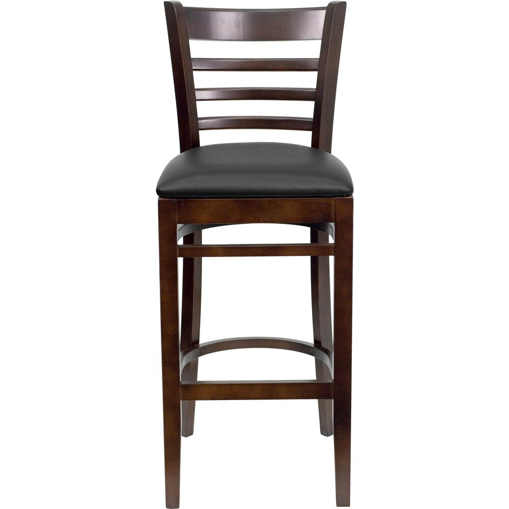 Tabouret en bois de noyer - Vinyle noir