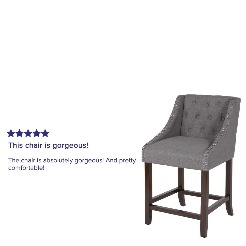 24" Gray Fabric/Wood Stool