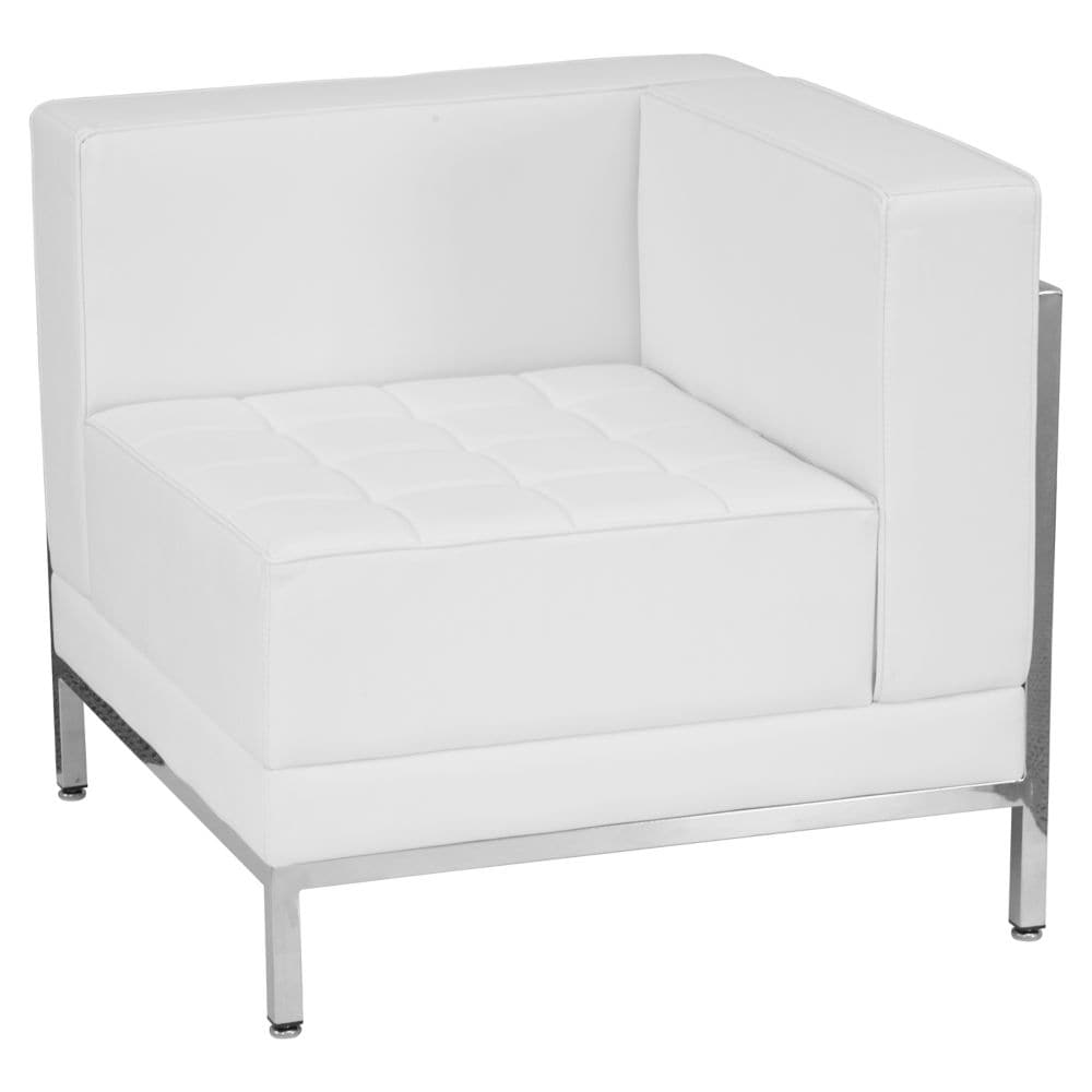 Chaise d'angle en cuir blanc