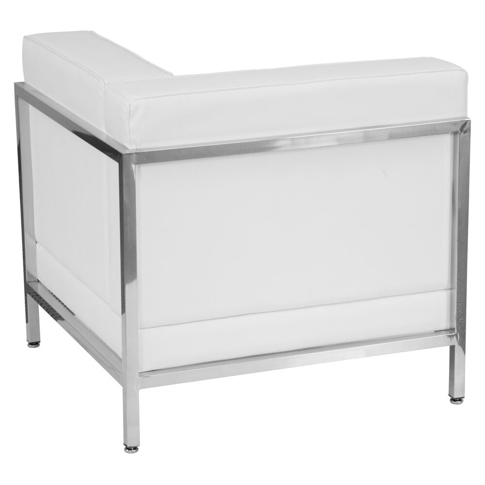 Chaise d'angle en cuir blanc