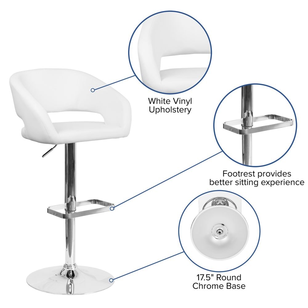 Tabouret de bar en vinyle blanc