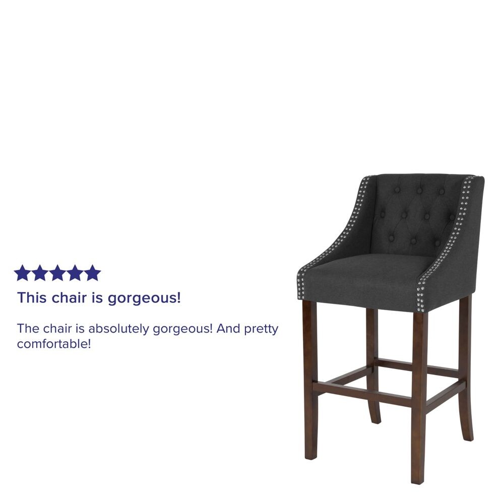 30" Charcoal Fabric/Wood Stool