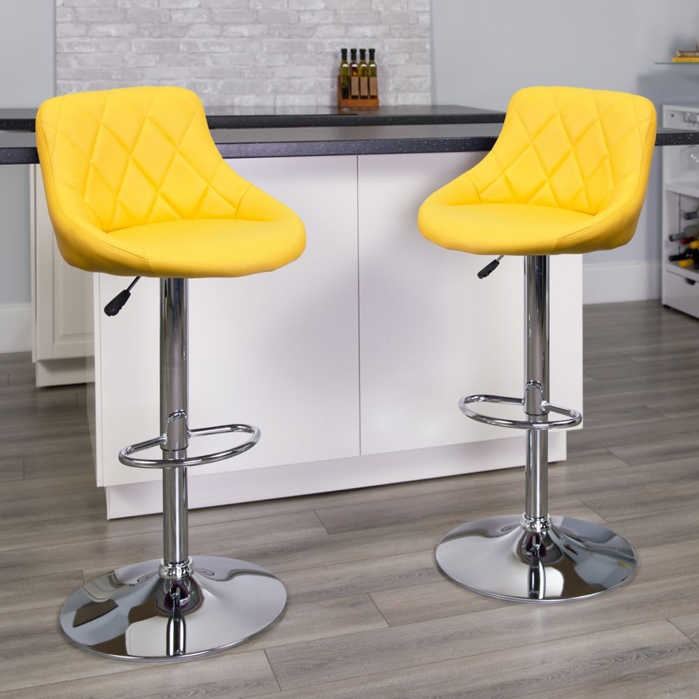 Tabouret de bar en vinyle jaune