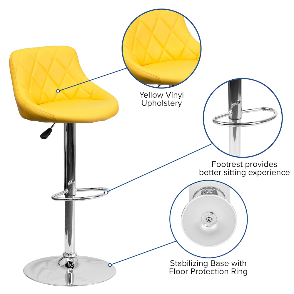Tabouret de bar en vinyle jaune