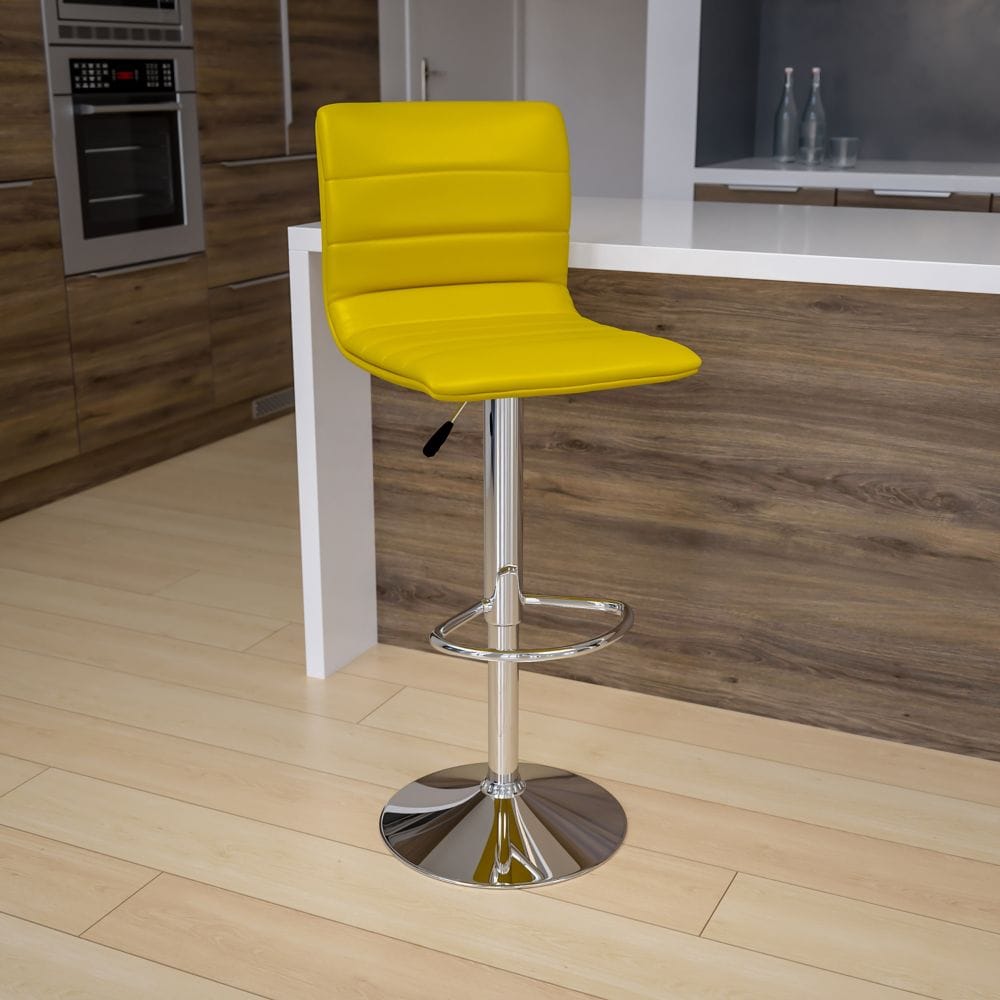 Tabouret de bar en vinyle jaune