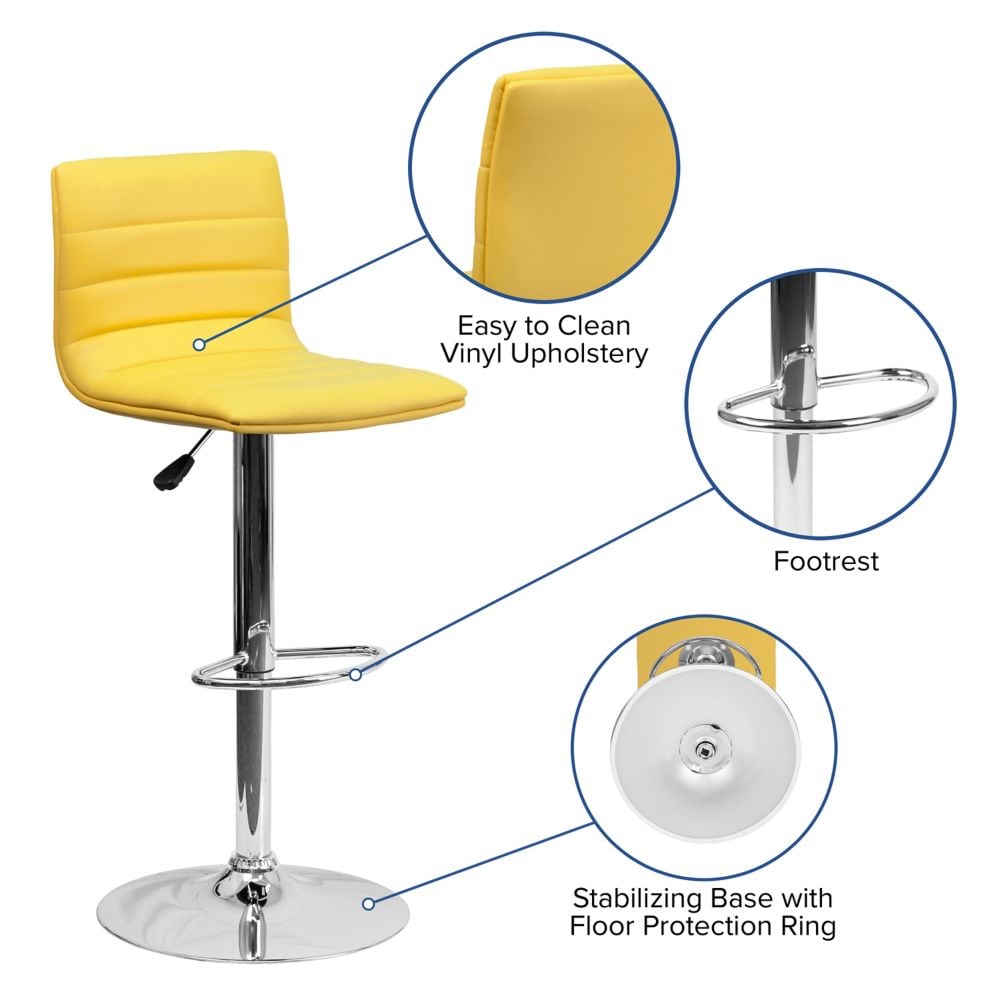 Tabouret de bar en vinyle jaune