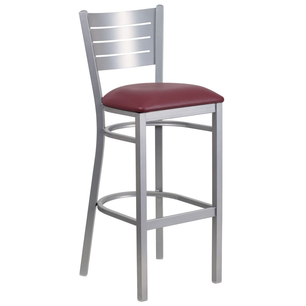 Tabouret à lattes argentées - Siège Burg